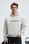 TRUETT Erkek Kapüşonlu Kanguru Cepli Önü Ve Sırtı Baskılı Oversize Gri Sweatshirt