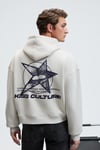 TRUETT Erkek Kapüşonlu Kanguru Cepli Önü Ve Sırtı Baskılı Oversize Gri Sweatshirt