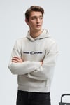 TRUETT Erkek Kapüşonlu Kanguru Cepli Önü Ve Sırtı Baskılı Oversize Gri Sweatshirt