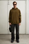 TUXON Erkek Yumuşacık İçi Polarlı Baskı Detaylı Kangru Cepli Regular Haki Sweatshirt