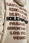 TUXON Erkek Yumuşacık İçi Polarlı Baskı Detaylı Kangru Cepli Regular Taş Rengi Sweatshirt