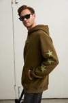 TUXON Erkek Yumuşacık İçi Polarlı Baskı Detaylı Kangru Cepli Regular Haki Sweatshirt