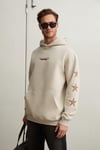 TUXON Erkek Yumuşacık İçi Polarlı Baskı Detaylı Kangru Cepli Regular Taş Rengi Sweatshirt