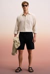 TYRONE Erkek Beli Lastikli Arka Tek Cepli Relaxed Fit Siyah Şort