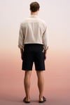 TYRONE Erkek Beli Lastikli Arka Tek Cepli Relaxed Fit Siyah Şort