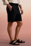 TYRONE Erkek Beli Lastikli Arka Tek Cepli Relaxed Fit Siyah Şort