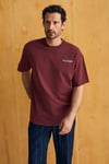 VALERON Erkek %100 Organik Pamuklu Yuvarlak Yakalı Baskı Detaylı Regular Fit Bordo T-Shirt