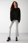VANELTINA Kadın İçi Polarlı 3 İplik Organik Pamuk Oversize Basic Bisiklet Yaka Siyah Sweatshirt