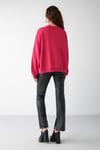 VANELTINA Kadın İçi Polarlı 3 İplik Organik Pamuk Oversize Basic Bisiklet Yaka Pembe Sweatshirt