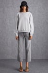 VANELTINA Kadın İçi Polarlı 3 İplik Organik Pamuk Oversize Basic Bisiklet Yaka Grimelanj Sweatshirt