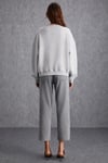 VANELTINA Kadın İçi Polarlı 3 İplik Organik Pamuk Oversize Basic Bisiklet Yaka Grimelanj Sweatshirt