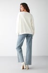 VANELTINA Kadın İçi Polarlı 3 İplik Organik Pamuk Oversize Basic Bisiklet Yaka Vanilya Sweatshirt