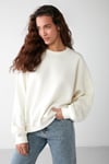 VANELTINA Kadın İçi Polarlı 3 İplik Organik Pamuk Oversize Basic Bisiklet Yaka Vanilya Sweatshirt