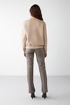 VANELTINA Kadın İçi Polarlı 3 İplik Organik Pamuk Oversize Basic Bisiklet Yaka Vizon Sweatshirt