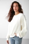 VANELTINA Kadın İçi Polarlı 3 İplik Organik Pamuk Oversize Basic Bisiklet Yaka Vanilya Sweatshirt