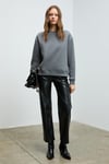 VANELTINA Kadın Organik Pamuklu Yumuşacık İçi Polarlı Yuvarlak Yakalı Gri Sweatshirt