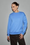 VANELTINA Kadın Organik Pamuklu Yumuşacık İçi Polarlı Yuvarlak Yakalı Mavi Sweatshirt