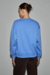 VANELTINA Kadın Organik Pamuklu Yumuşacık İçi Polarlı Yuvarlak Yakalı Mavi Sweatshirt