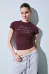 VANYROSE Kadın Yumuşak Kumaşlı %100 Pamuk Taş Detaylı Slim Fit Bordo T-Shirt