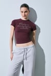 VANYROSE Kadın Yumuşak Kumaşlı %100 Pamuk Taş Detaylı Slim Fit Bordo T-Shirt