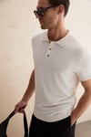 VESTO Erkek Triko Ekru Polo Yaka T-Shirt