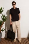 VESTO Erkek Triko Siyah Polo Yaka T-Shirt
