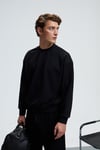 VIENTO Erkek Bisiklet Yaka Uzun Kollu Regular Fit Siyah Sweatshirt