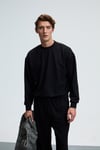 VIENTO Erkek Bisiklet Yaka Uzun Kollu Regular Fit Siyah Sweatshirt