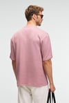 VINTAGE Erkek Kısa Kollu Yuvarlak Yaka Dokulu Gofre Kumaş Regular Fit Pembe T-Shirt