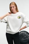 VISTARA Kadın Nakış Detaylı Yuvarlak Yaka Regular Fit Beyaz Sweatshirt