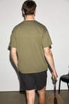 VITO Erkek %100 Organik Pamuklu Nakış Yazı Detaylı Oversize Bol Kesim Kısa Kollu Koyu Haki T-Shirt