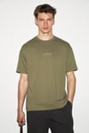 VITO Erkek %100 Organik Pamuklu Nakış Yazı Detaylı Oversize Bol Kesim Kısa Kollu Koyu Haki T-Shirt