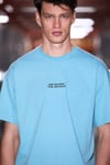 VITO Erkek %100 Organik Pamuklu Nakış Yazı Detaylı Oversize Bol Kesim Kısa Kollu Mavi T-Shirt