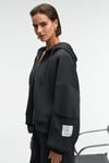 VIVIENNE Kadın Metal Fermuarlı Kapüşonlu Kolda Süs Etiket Ve Cep Detaylı Antrasit Sweatshirt