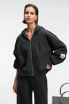 VIVIENNE Kadın Metal Fermuarlı Kapüşonlu Kolda Süs Etiket Ve Cep Detaylı Antrasit Sweatshirt