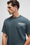 VORTEX Erkek Göğsü Nakışlı Sırtı Baskılı %100 Organik Pamuk Oversize Fit Bisiklet Yaka Antrasit T-Shirt