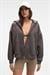 VYSELLE Kadın Önü Kesikli Metal Fermuarlı Kapüşonlu Etiket Detaylı Oversize Antrasit Sweatshirt