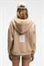 VYSELLE Kadın Önü Kesikli Metal Fermuarlı Kapüşonlu Etiket Detaylı Oversize Vizon Sweatshirt