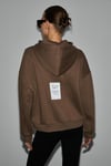 VYSELLE Kadın Önü Kesikli Metal Fermuarlı Kapüşonlu Etiket Detaylı Oversize Acı Kahve Sweatshirt