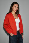 VYSELLE Kadın Önü Kesikli Metal Fermuarlı Kapüşonlu Etiket Detaylı Oversize Kırmızı Sweatshirt