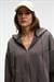 VYSELLE Kadın Önü Kesikli Metal Fermuarlı Kapüşonlu Etiket Detaylı Oversize Antrasit Sweatshirt