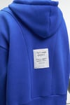 VYSELLE Kadın Önü Kesikli Metal Fermuarlı Kapüşonlu Etiket Detaylı Oversize Mavi Sweatshirt