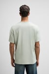 WILDER Erkek Önü Baskılı %100 Organik Pamuk Oversize Fit Bisiklet Yaka Bej T-Shirt