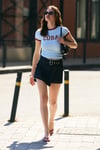 WREN Kadın Yumuşak Ve Esnek Kumaşlıi Baskı Detaylı Slim Mavi T-Shirt