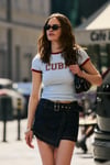 WREN Kadın Yumuşak Ve Esnek Kumaşlıi Baskı Detaylı Slim Mavi T-Shirt