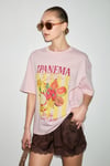 WUNA Kadın Yumuşak Kumaşlı %100 Organik Pamuklu Baskı Detaylı Pembe T-Shirt