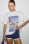 WUNA Kadın Yumuşak Kumaşlı %100 Organik Pamuklu Baskı Detaylı Beyaz T-Shirt