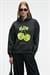 YANMESA Kadın Oversize Baskı Ve Nakış Detaylı Uzun Kollu Kapüşonlu Koyu Antrasit Sweatshirt