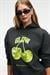 YANMESA Kadın Oversize Baskı Ve Nakış Detaylı Uzun Kollu Kapüşonlu Koyu Antrasit Sweatshirt