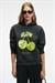 YANMESA Kadın Oversize Baskı Ve Nakış Detaylı Uzun Kollu Kapüşonlu Koyu Antrasit Sweatshirt
